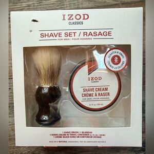IZOD Shave Set with Cream and Brush - Black and Brown